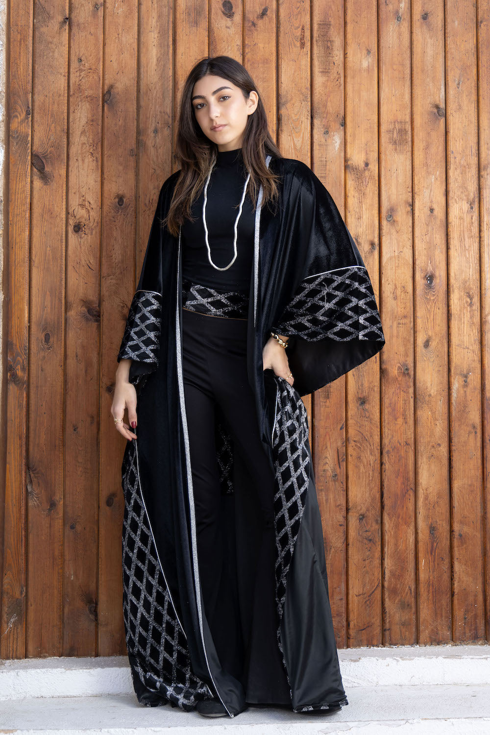 Silver Lattice Velvet Kaftan