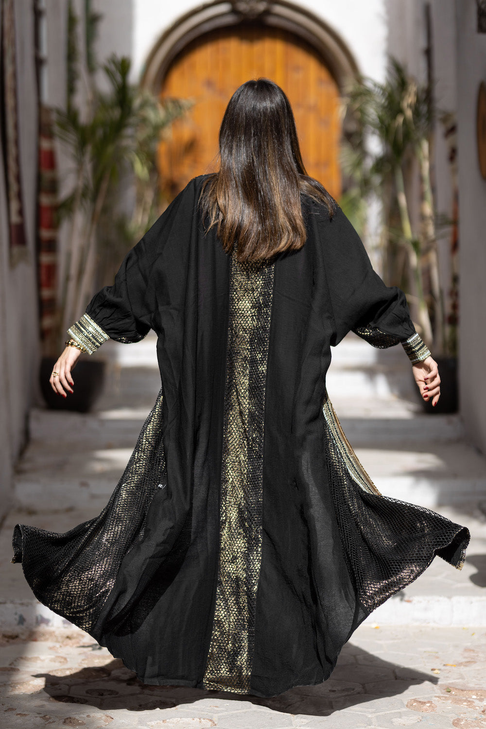 Noir Layered Linen Kaftan